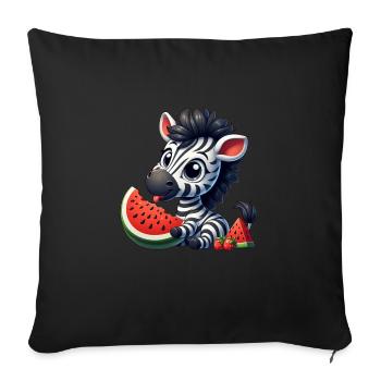 Zebra Mit Wassermelone Fruchtig Lustig - Sofakissenbezug 45 x 45 cm - Schwarz - Vorne