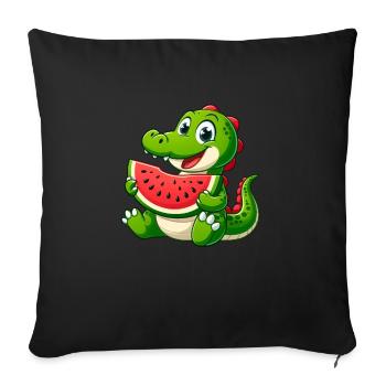 Krokodil Melone Wassermelone Frucht Fruchtig - Sofakissenbezug 45 x 45 cm - Schwarz - Vorne