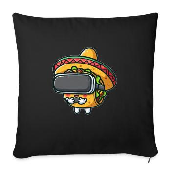 Cute Taco Fast Food Cartoon VR Virtual Reality Me - Sofa pillowcase 17,3'' x 17,3'' (45 x 45 cm) - black - Front