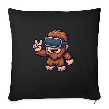 Bigfoot Sasquatch Mignon Bande Dessinée Dessin Animé VR Virtuel - Housse de coussin décorative 45 x 45 cm - noir - Devant