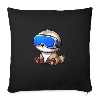 Cute Sloth VR Gamer Virtual Reality Cartoon - Sofa pillowcase 17,3'' x 17,3'' (45 x 45 cm) - black - Front