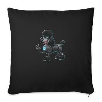 Cyborg Pudel mit Friedenszeichen Roboter Design - Sofakissenbezug 45 x 45 cm - Schwarz - Vorne