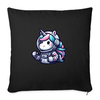 Unicorn Astronaut Space Adventure - Sofa pillowcase 17,3'' x 17,3'' (45 x 45 cm) - black - Front