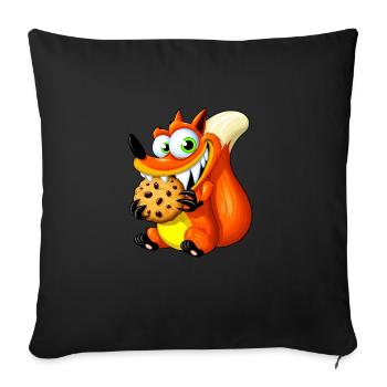 Süßer Rotfuchs mit Cookie - Sofakissenbezug 45 x 45 cm - Schwarz - Vorne