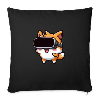 Fox Cat Hamster VR Gamer Cute Cartoon - Sofa pillowcase 17,3'' x 17,3'' (45 x 45 cm) - black - Front