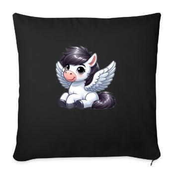 Cheval mignon en tant qu’ange dessin animé - Housse de coussin décorative 45 x 45 cm - noir - Devant