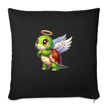 Turtle as angel with halo - Sofa pillowcase 17,3'' x 17,3'' (45 x 45 cm) - black - Front