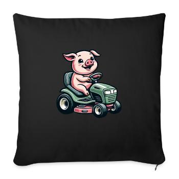 Tondeuse à gazon cochon Motif d’amoureux du jardin - Housse de coussin décorative 45 x 45 cm - noir - Devant