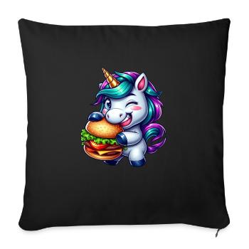 Hamburger Cheeseburger licorne - Housse de coussin décorative 45 x 45 cm - noir - Devant