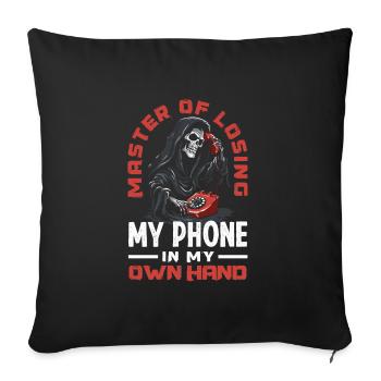 Master of Losing My Phone Grim Reaper Funny Humor - Sofa pillowcase 17,3'' x 17,3'' (45 x 45 cm) - black - Front