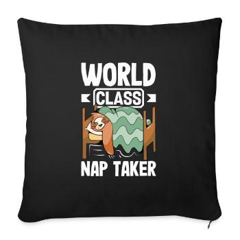 Preneur de sieste de classe mondiale Paresseux drôle - Housse de coussin décorative 45 x 45 cm - noir - Devant