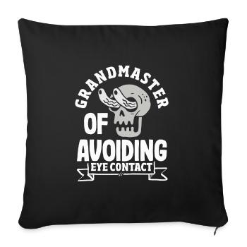 Grandmaster of Avoiding Eye Contact Funny Skull - Sofa pillowcase 17,3'' x 17,3'' (45 x 45 cm) - black - Front