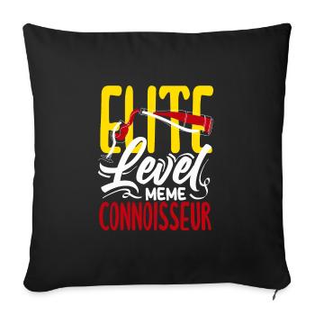 Connaisseur de mèmes Amateur de vin drôle - Housse de coussin décorative 45 x 45 cm - noir - Devant