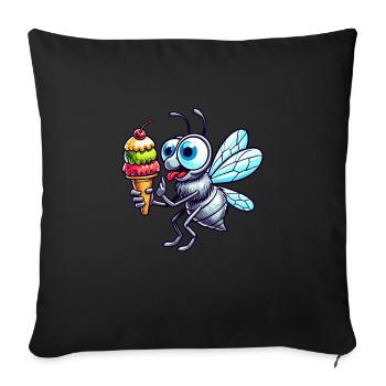 Süße Fliege Cartoon Eis Sommer Spaß - Sofakissenbezug 45 x 45 cm - Schwarz - Vorne