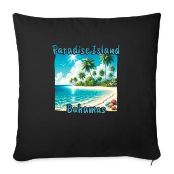 Paradise Island Bahamas Beach Palm Trees Sun Grunge - Sofa pillowcase 17,3'' x 17,3'' (45 x 45 cm) - black - Front