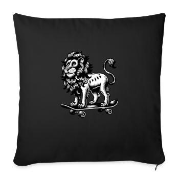Lion Big Cat Skateboarder Style Classique - Housse de coussin décorative 45 x 45 cm - noir - Devant