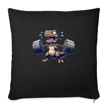 T-Rex Dino Haltères Haltérophilie Entraînement Fitness - Housse de coussin décorative 45 x 45 cm - noir - Devant