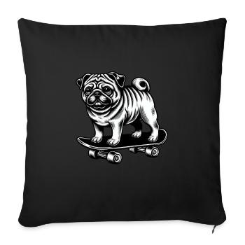 Carlin Patineur Style Classique Noir Blanc Tatouage - Housse de coussin décorative 45 x 45 cm - noir - Devant