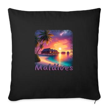 Holiday Maldives Beach Sunset Palm Trees - Sofa pillowcase 17,3'' x 17,3'' (45 x 45 cm) - black - Front