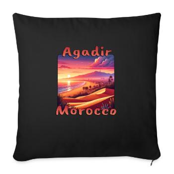 Agadir Maroc Désert Chameau Vacances Coucher de soleil - Housse de coussin décorative 45 x 45 cm - noir - Devant