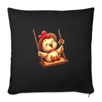 Chicken Chick Rocking Playground Joy - Sofa pillowcase 17,3'' x 17,3'' (45 x 45 cm) - black - Front