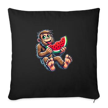 Süßer Bigfoot mit Wassermelone Fruchtig Cartoon So - Sofakissenbezug 45 x 45 cm - Schwarz - Vorne