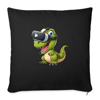 Drôle Dino T-Rex Réalité virtuelle VR Fun - Housse de coussin décorative 45 x 45 cm - noir - Devant