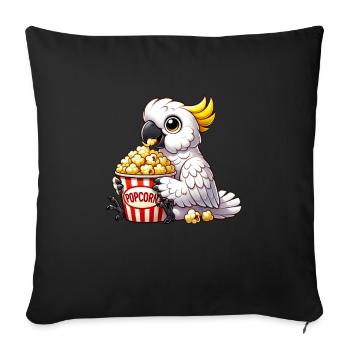 Drôle Cacatoès Oiseau de paradis Popcorn Cinéma Fun - Housse de coussin décorative 45 x 45 cm - noir - Devant