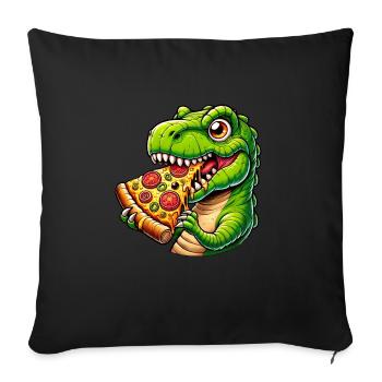 T-Rex Dinosaur with Pizza Cheese Olives Fun - Sofa pillowcase 17,3'' x 17,3'' (45 x 45 cm) - black - Front