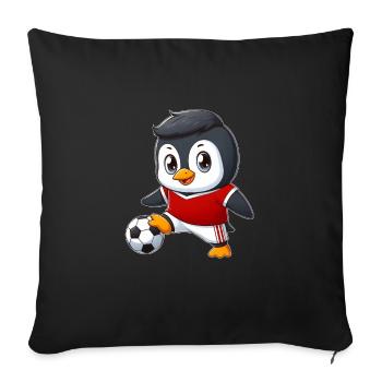 Cute Penguin Football Player Cartoon - Sofa pillowcase 17,3'' x 17,3'' (45 x 45 cm) - black - Front