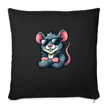 Cool Mouse Sunglasses Hairstyle Rat Stylish - Sofa pillowcase 17,3'' x 17,3'' (45 x 45 cm) - black - Front
