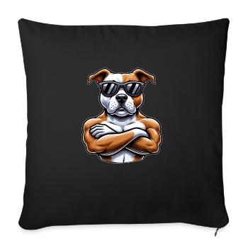 Cool Dog Pitbull Sunglasses Cartoon Style - Sofa pillowcase 17,3'' x 17,3'' (45 x 45 cm) - black - Front
