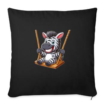 Cute Zebra Swing Cartoon Grin Funny - Sofa pillowcase 17,3'' x 17,3'' (45 x 45 cm) - black - Front