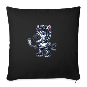 Cooles Zebra Eishockey Eishockeyspieler - Sofakissenbezug 45 x 45 cm - Schwarz - Vorne