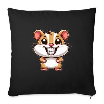 Cute Hamster Guinea Pig Comic Funny - Sofa pillowcase 17,3'' x 17,3'' (45 x 45 cm) - black - Front