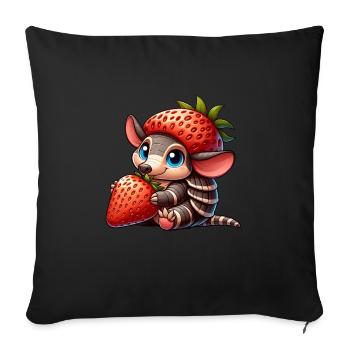 Whimsical Armadillo Strawberry Fruit Cute Design - Sofa pillowcase 17,3'' x 17,3'' (45 x 45 cm) - black - Front