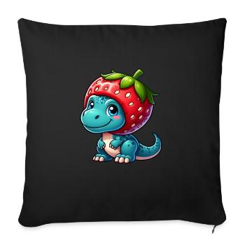Sweet Dino T-Rex Strawberry Fruity Hat Whimsical - Sofa pillowcase 17,3'' x 17,3'' (45 x 45 cm) - black - Front