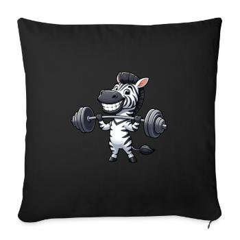 Zebra Hantel Gewichtheber Workout Barbell Stark - Sofakissenbezug 45 x 45 cm - Schwarz - Vorne