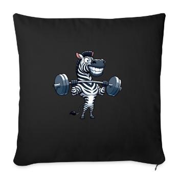 Haltère zèbre poids haltérophilie entraînement fort - Housse de coussin décorative 45 x 45 cm - noir - Devant
