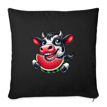 Cow Bull Bull with Watermelon Summery - Sofa pillowcase 17,3'' x 17,3'' (45 x 45 cm) - black - Front