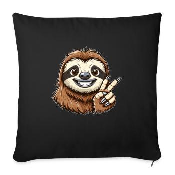 Cute Sloth Teeth Show Joy Cartoon Peace - Sofa pillowcase 17,3'' x 17,3'' (45 x 45 cm) - black - Front