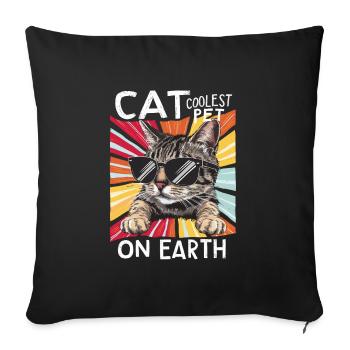Cat Coolest Pet On Earth Retro Sunglasses Funny - Sofakissenbezug 45 x 45 cm - Schwarz - Vorne