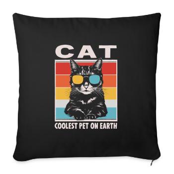 Cat Coolest Pet On Earth Retro Sunglasses Funny - Sofakissenbezug 45 x 45 cm - Schwarz - Vorne