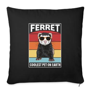 Ferret Coolest Pet On Earth Retro Sunglasses - Sofa pillowcase 17,3'' x 17,3'' (45 x 45 cm) - black - Front
