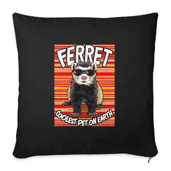 Ferret Coolest Pet On Earth Retro Sunglasses - Sofa pillowcase 17,3'' x 17,3'' (45 x 45 cm) - black - Front