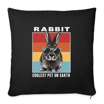 Rabbit Coolest Pet On Earth Retro Sunglasses - Sofa pillowcase 17,3'' x 17,3'' (45 x 45 cm) - black - Front