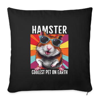 Hamster Coolest Pet On Earth Retro Sunglasses - Sofa pillowcase 17,3'' x 17,3'' (45 x 45 cm) - black - Front