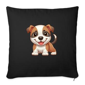 Cute Pitbull Dog Cartoon Comic Cute - Sofa pillowcase 17,3'' x 17,3'' (45 x 45 cm) - black - Front
