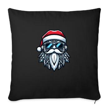 Portrait de tête de Père Noël Cool Cyborg Sun Bri - Housse de coussin décorative 45 x 45 cm - noir - Devant
