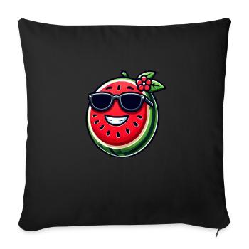 Coole Wassermelone mit Sonnenbrille fruchtig - Sofakissenbezug 45 x 45 cm - Schwarz - Vorne